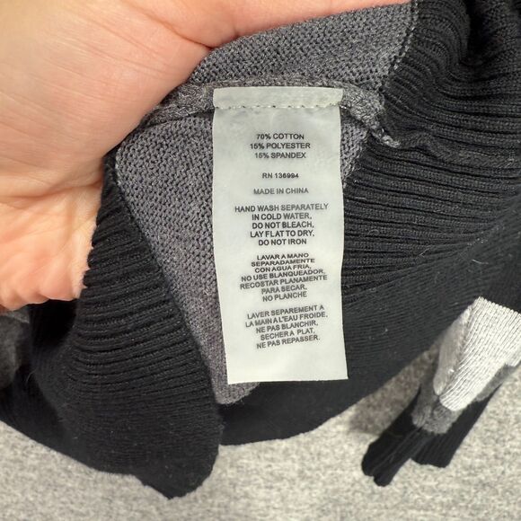 Vila Milano Sweater Pullover Women M Medium Black Striped Knit Long Sleeve - Picture 5 of 8